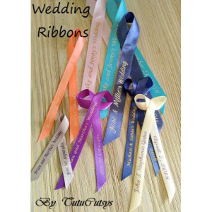 10 Wedding Personalized Ribbons 3/8 inches wide (unassembled)