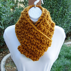 INFINITY SCARF Loop Cowl Butterscotch Dark Yellow Orange, Color Options, Bulky Chunky Soft Wool Blend Crochet Knit Circle..Ready to Ship in 3 Days