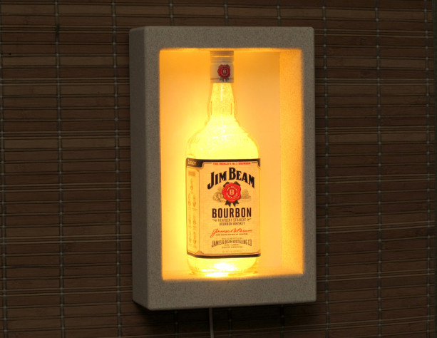 Jim Beam Kentucky Whiskey Color Changing Remote Controlled Wall Mount Sconce Liquor Bottle Lamp Bar Light  LED  Man Cave Decor Shadowbox