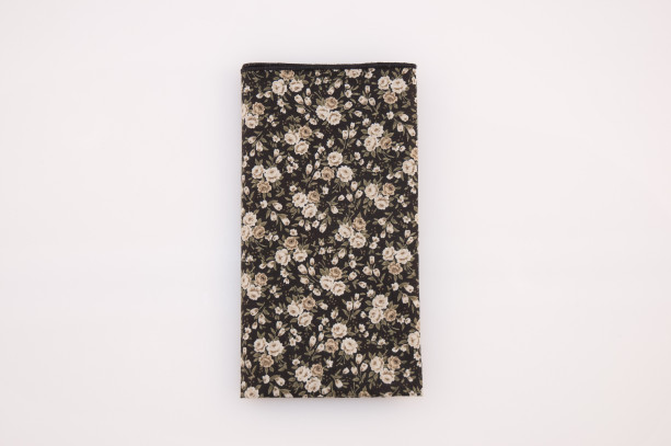  Pocket Square - Black/Cream/Tan Floral
