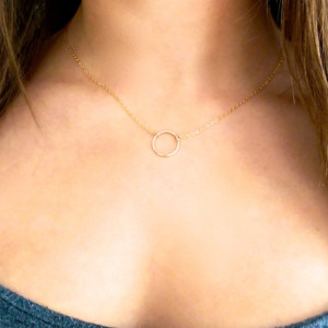 Gold circle necklace, little gold circle necklace, hammered circle necklace, hammered gold circle necklace, tiny gold circle necklace