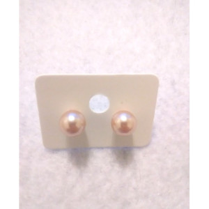 Beige Glass Pearl Stud Earrings, 6mm