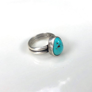 Kingman Turquoise Sterling Silver Band Ring Size 6 1/2 6.5