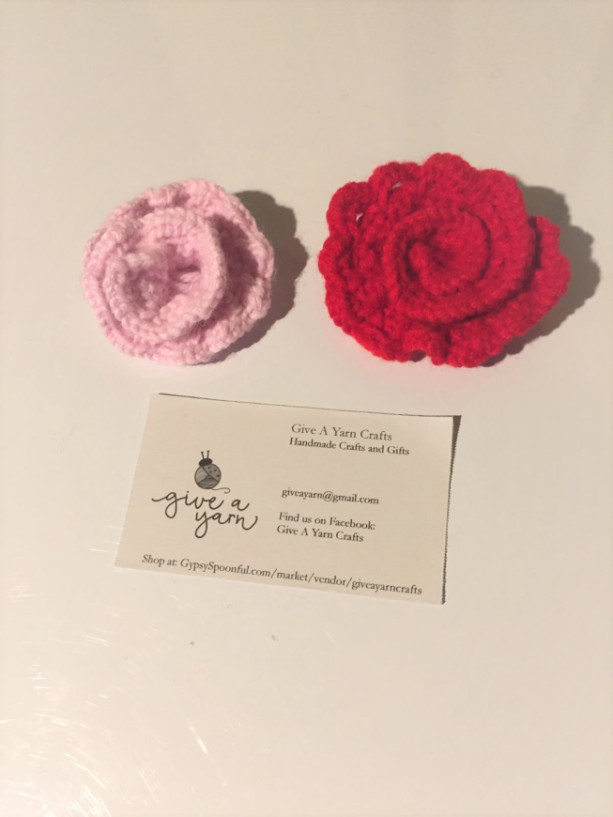 Knit Rose Flower Accessory Set of 4 by Give A Yarn Crafts
