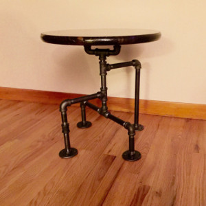 Industrial Black Pipe Table, End Table, Man Cave Table, Bar Table, Steampunk, One of Kind