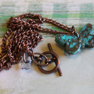 Antiqued Patinated Copper Butterfly