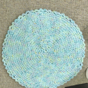 Dollhouse 10" Turquoise Round Crochet Rug