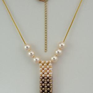 Brown Ombre' Swarovski Pearl Vertical Slide Bar Pendant necklace