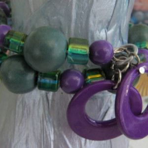 Beaded Bracelet Purple and Turquoise