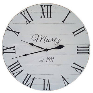 Personalized Antique White Clock- Wall Clock - Farmhouse Clock- White Clock- Wood Clock - Roman numeral Clock -Personalized Clock