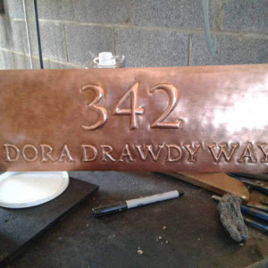 Custom Hand Made Copper Address Plaque