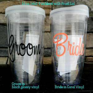 Groom and Bride Wedding Gifts Tervis Style Tumblers Personalized Engagement Gifts Mr and Mrs Cups Coffee Mug Wedding Shower Acrylic Tumbler