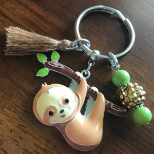 Sloth Keychain, Bohemian Keychain, Key Ring, Bohemian, Sloth Keyring, Car Accessories, Gift For Her, Ready To Ship, Bag Clip, Rearview Charm