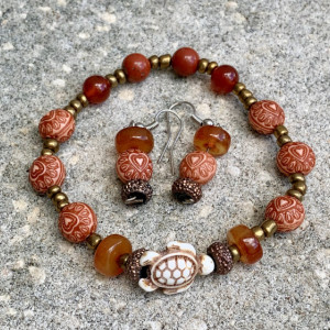 "Maura" Fire Agate and Amber Gift Set