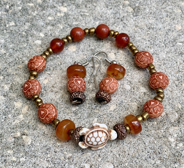 "Maura" Fire Agate and Amber Gift Set
