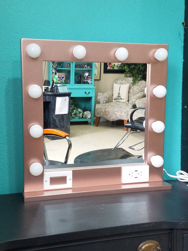 ROSE GOLD  24 x 24 Lighted Hollywood style Glamour vanity mirror