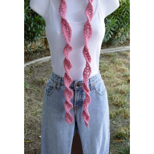 Women's Rose Pink Skinny SUMMER SCARF Small 100% Cotton Spiral Crochet Knit Narrow Lightweight, Twisted, Solid Light Pink Beach Scarf, Crochet Necklace, Ready to Ship in 3 Days