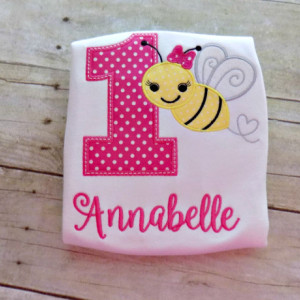 Girls Bumble Bee Birthday Shirts, Toddlers Bumble Bee Birthday shirts, Infants Bumble Bee Birthday, 1-9 available, Appliqued, Embroidered,