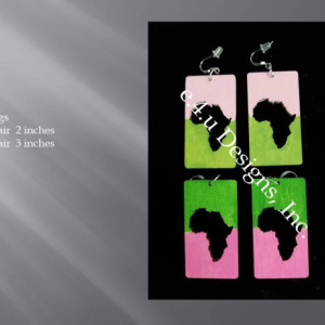 Pink and Green Africa Rectangle  earrings