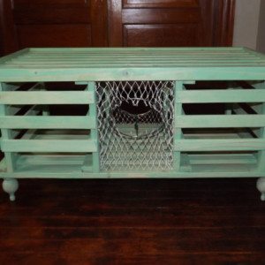 Handmade Wooden Lobster Trap Coffee Table, "Sea Mist" series...Free Shipping!