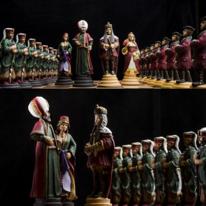 Habsburg vs Ottoman empire Handmade Tin Chess Set - hand painted