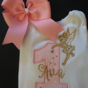 1st Birthday Fairy Shirt or Bodysuit Embellished with Swarovski Crystal, 2nd Birthday, Third Birthday etc., Custom Colors are Available!
