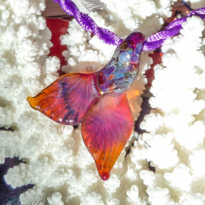 Handmade Mermaid Tail Necklace made of tough Pyrex Made to Order