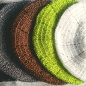 Stylish, Beautiful, Handmade Sequined Acrylic/Wool/Mohair Crochet Hat in 5 Colors: Black, Brown, White, Green/Peridot, Grey
