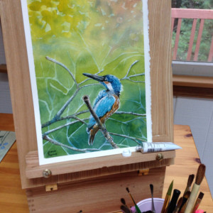 Kingfisher original watercolor painting, signed