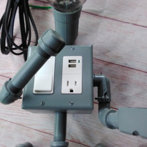 Industrial Style Robot Lamp/ Phone Charger/ USB/ Standard Outlet