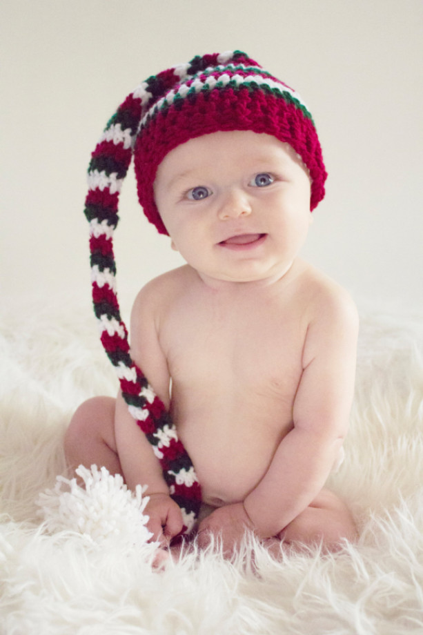 Knit Baby Hat~Photo Prop Hat-Elf Hat Size 6 Months