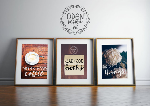 Drink Good Coffee, Read Good Books, Do Good Things Home Decor Gallery Wall Set--18"x24" calligraphy with white flowers