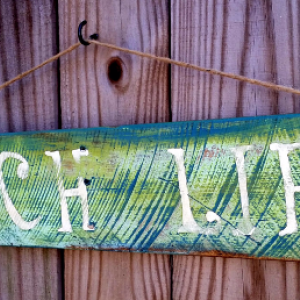 Shabby Distressed Handmade Reclaimed Wooden Beach Life Cottage Sign