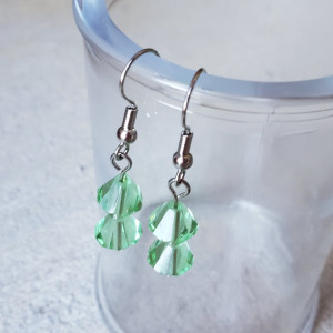 Beautiful Handmade Green Glass Dangle Drop Earrings