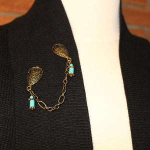 Turquoise and Bronze Sweater Clips