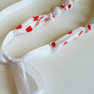 White Red Necklace with Ring - FREE SHIPPING - Polka Dot Nursing Teething, Made in USA