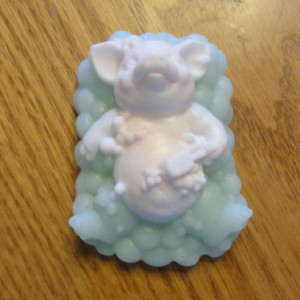 Pig in Bath Decorative Soap Pink Blue