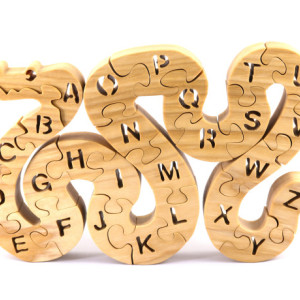 Handmade Wood Alphabet Snake Puzzle 712671298
