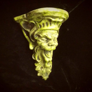Laughing Greenman Wall Bracket Small Gothic Gargoyle Shelf Hanging Pagan Home Architectural Celtic Ornamental Myth Man Face Corbel Accent