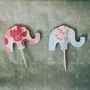 Elephant Cupcake Toppers - Gender Reveal Cupcake Toppers - Elephant Baby Shower - Gender Reveal Party - Boy or Girl - Baby Shower