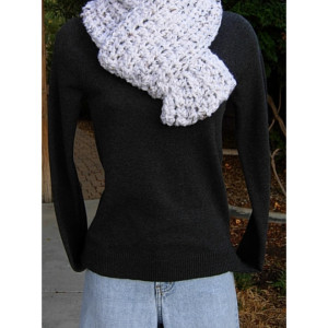 Women's White Tweed INFINITY SCARF with Black and Brown, Extra Soft Loop Cowl, Chunky Crochet Knit Warm Winter Lightweight Endless Circle..Ready to Ship in 3 Days