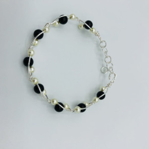 7” Silver and Black Twisted Wire Bracelet 