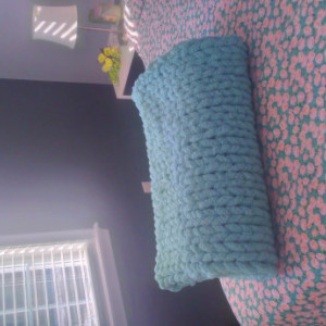 Chunky Knitted Chenille Throw Blanket Aqua Soft Cozy Warm Bedroom 47 x 54 in