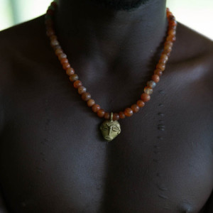 Afrocentric mens gift Mens Ethnic Necklace Carnelian Coconut Necklace African Necklace Mens African Necklace Unisex Ethnic