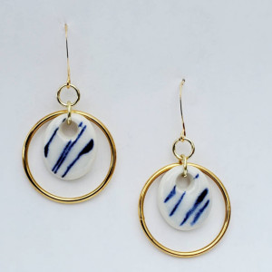 Classic blue and gold dangle earrings