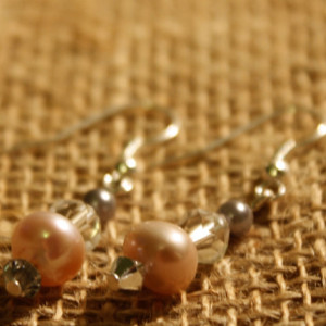 Pink pearl dangle earrings