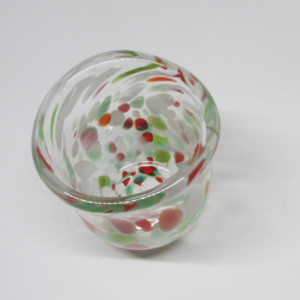 Red, Green, and White  Hand Blown Juice Glasses- Low Ball Drinking Glasses-Glassware-Barware