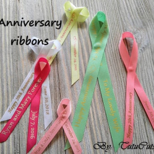 10 Anniversary Personalized Ribbons 3/8 inches wide  (unassembled)