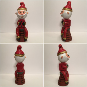 Christmas Santa wood and clay figurine 