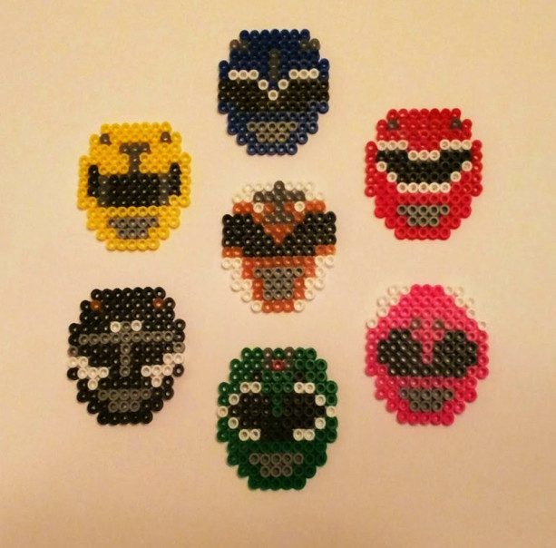 Set of Power Rangers Helmets  Magnets- Geekery- Heros- Fan Art- Comic Con 2015- Sprite Art